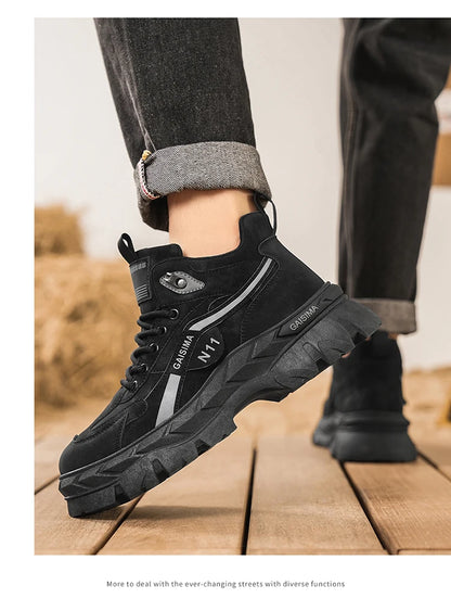 Men's Work Shoes 2025 New Breathable Slip-On Anti-Slip Wear-Resistant Casual Sports Shoes Thick Bottom Labor Protection