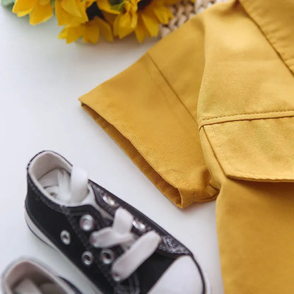 Summer Toddler Baby Boys Girls Short Sleeve Solid Jacket Clothes Set Solid Boys Girl Casual Shorts 2pcs Suit Cute Kids Outfits