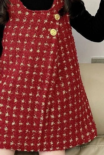 Girls Red Padded Vest Dress 2025 Winter Girls Christmas Princess New Year Dress Kids Princess Dress for Girls