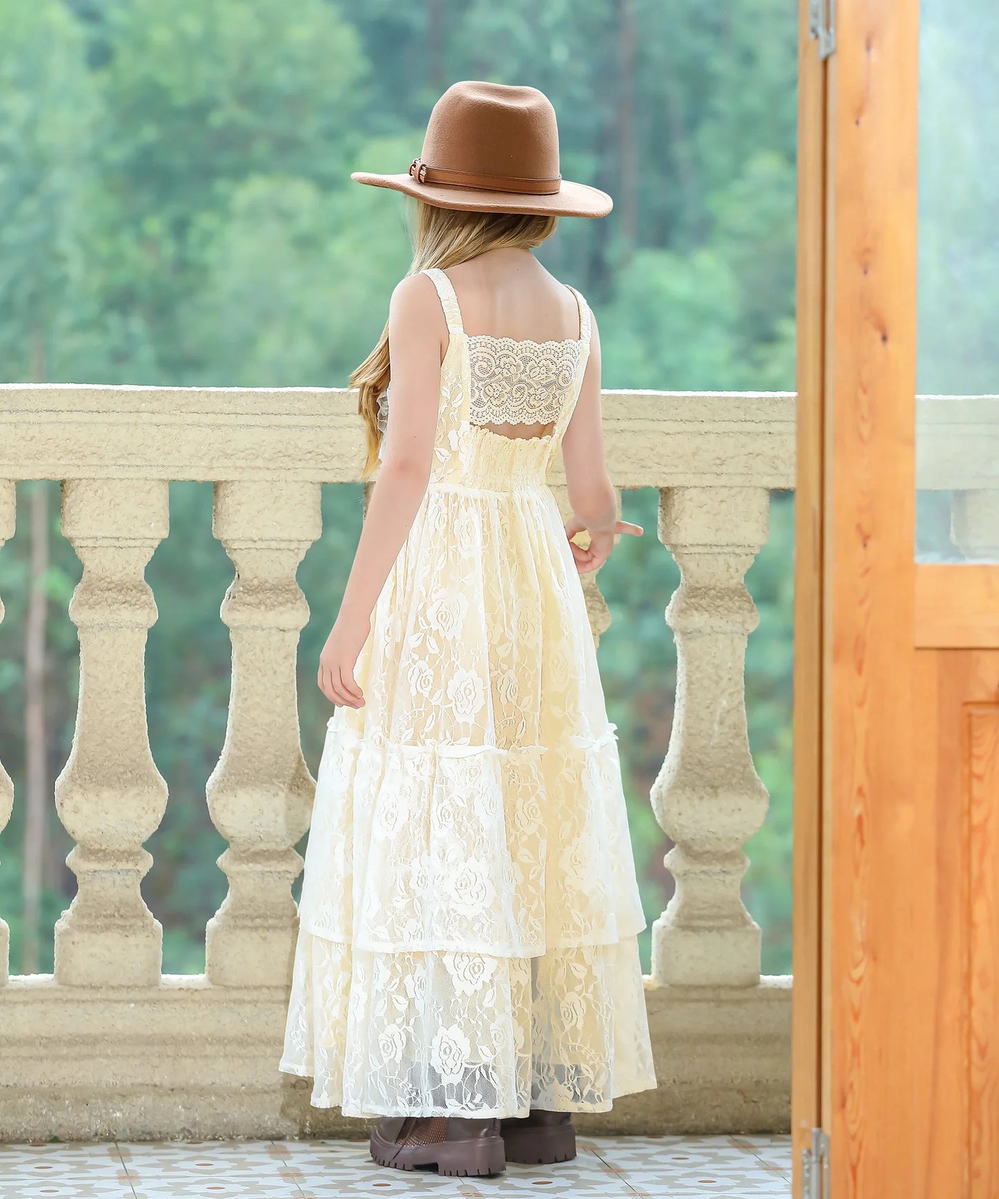 Summer Dress Girls Lace Flower Embroidery Dress Backless Toddler Bohemian Long Dress For Kids Birthday Wedding Party Beach Wear