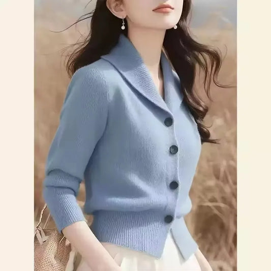 Knitted Cardigan Jacket Women Clothing Spring Winter 2025New Style Long Sleeved Outerwear Sweater Coat Female Casual Ladies Tops