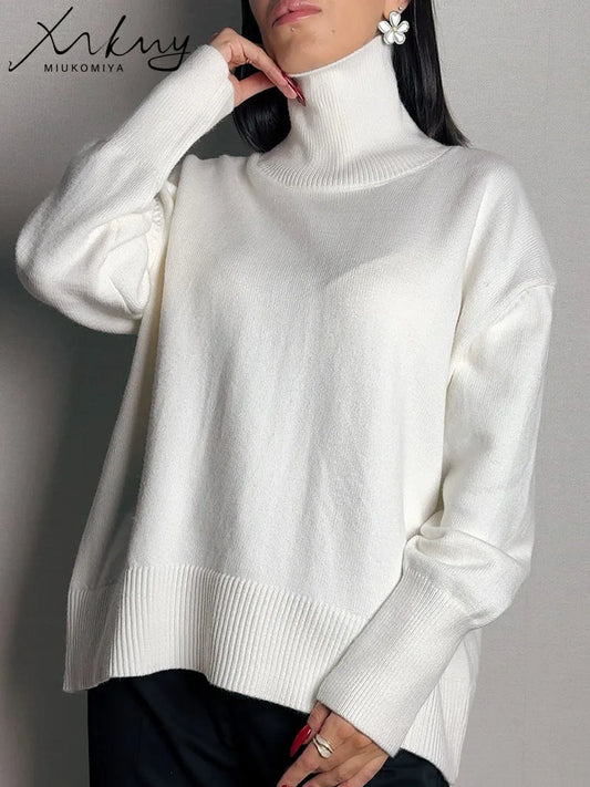 Winter Clothes Brown Sweaters Women Oversize Turtleneck Warm Pullovers Thick Sweaters For Women Oversized Sweater White Jumpers