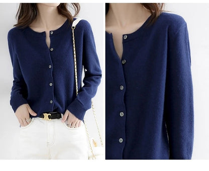 Women Autumn Winter Single-Breasted O-Collar Cardigan Vintage Long Sleeve Knitting Sweaters Casual Loose Versatile Streetwear