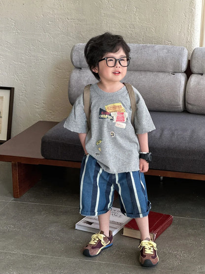 Summer Boys Clothes 2-7Y Kids Cool T Shirt And Denim Shorts Kids Clothing Set Children Outfit