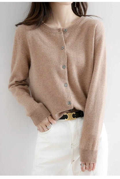 Women Autumn Winter Single-Breasted O-Collar Cardigan Vintage Long Sleeve Knitting Sweaters Casual Loose Versatile Streetwear