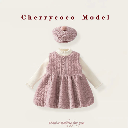 Girls' Dress, Autumn and Winter New Style, Stylish Baby Girl Princess Dress, Cotton Padded Dress, Winter