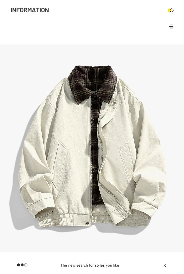 Winter Men's Jacket Trendy Durable Windproof motorcycle jacket Versatile Vintage Style Collar   Men's Coat