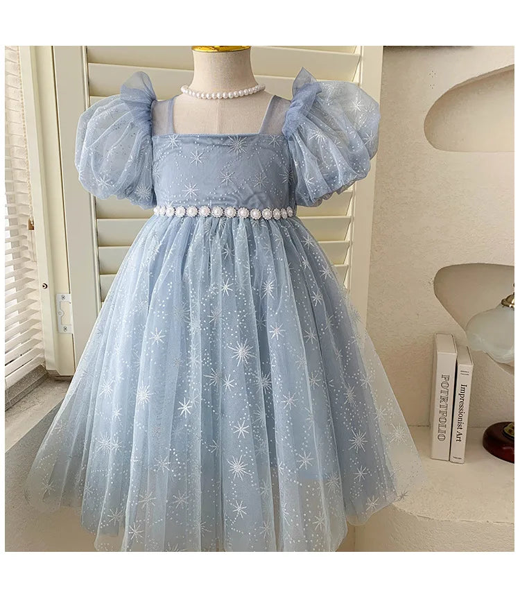 2024 New Girls Summer Dress Childrens Fashionable Sweet and Elegant Princess Dress Kids Designable Clothes