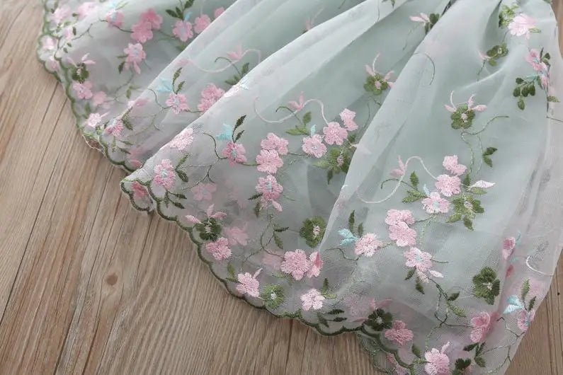 Girls Dress Summer Clothes Hanfu Fashion Children's Vintage Net Yarn Dress Kids Girls Dresses for School Wedding of 12 Years Old