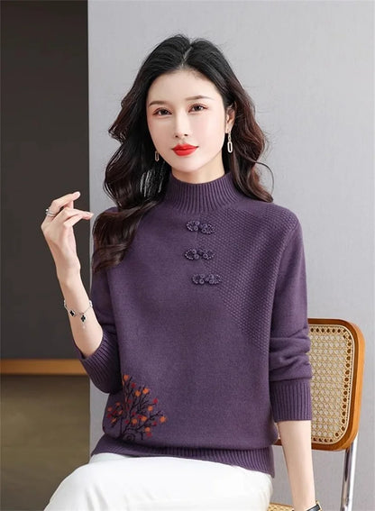 Autumn Winter Women Sweater Korean Fashion Warm Bottoming Shirts Half High Collar Basic Knitwear Solid Long Sleeve Pullovers