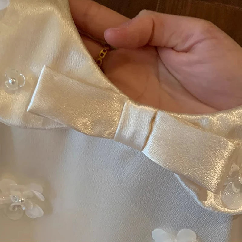 Baby Girls Dress for Birthday Party Wedding Lace Big Bow Dresses Infant Girl 1st Birthday Baby Set Princess Beige Baptism Dress