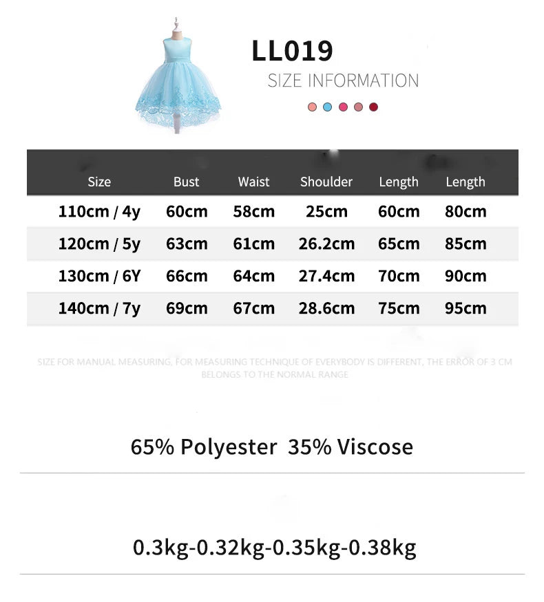 Trailing Party Dresses For Girl Pink Flower Bow Wedding Bridesmaid Girls Dress Elegant Tulle Birthday Princess Evening Prom Gown