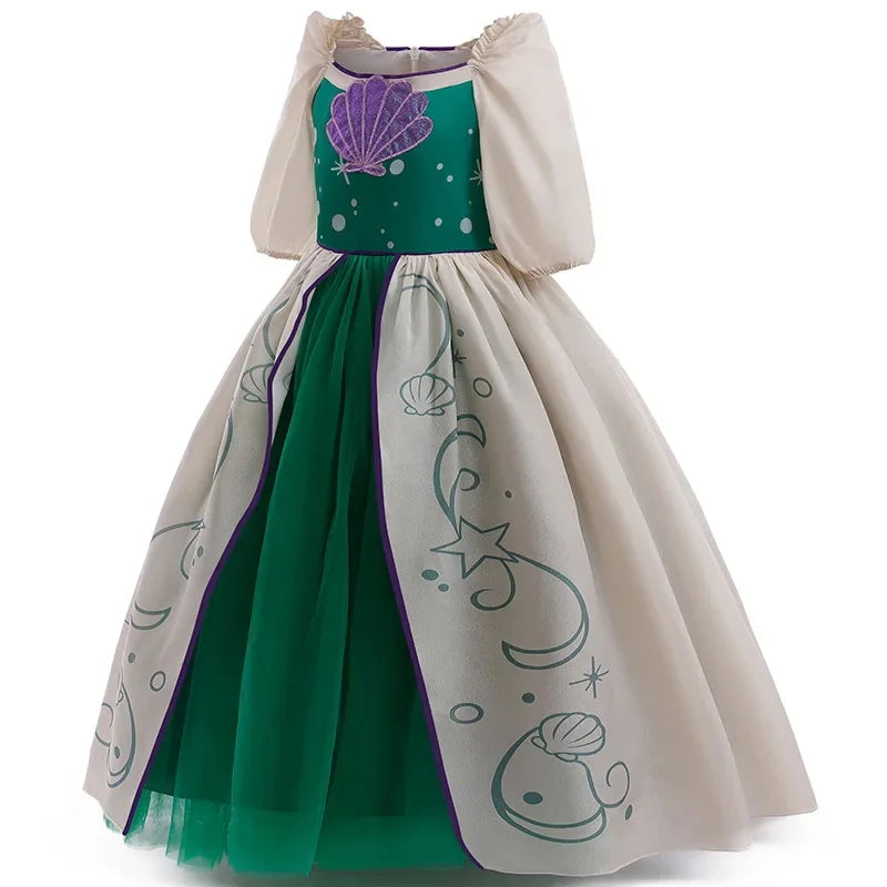 Children's Party Dresses For Girls Elegant Dresses Fashion Mermaid Princess Dress And Wig Kids Girl Clothes Summer Prom Dress