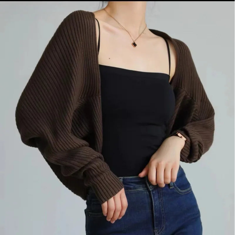 Sweater Women 2025 Fashion Autumn temperament knitted cardigan shawl small camisole strap loose thin Cardigan Women XMM2315