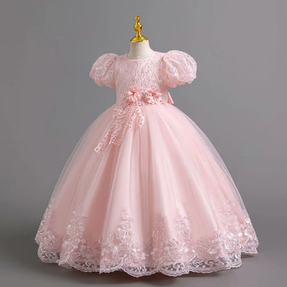 Party Dresses For Girls Flower Dress White Bridesmaid Wedding Pageant First Communion Clothes Birthday Party Piano Perform Gown