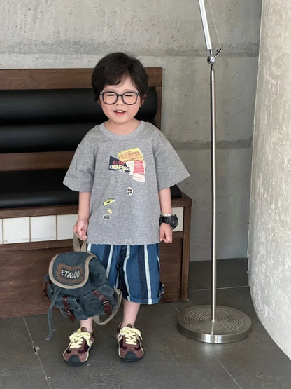 Summer Boys Clothes 2-7Y Kids Cool T Shirt And Denim Shorts Kids Clothing Set Children Outfit