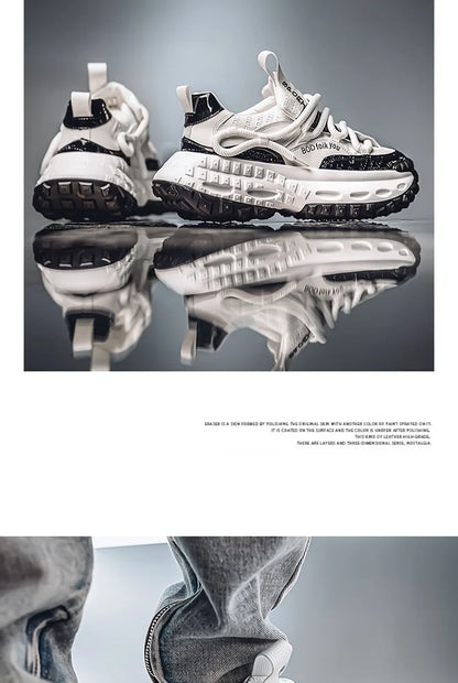 New Thick Soled Height Increasing Men's Casual Shoes 2025 Spring Color Blocked Comfortable Fashion Trend Low Cut Chunky sneakers