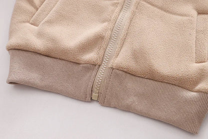 Winter New Baby Hooded Cotton Coat Long Sleeve Set for Boys and Girls' Vest with Velvet and Thickened Casual Three Piece Set