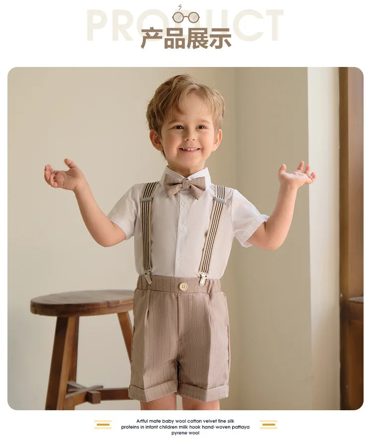 Boys Summer Photograph Dress School Kids Beaufitul Birthday Suit Children Formal Wedding Performance Luxurious Tuxedo Wear