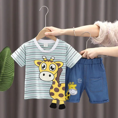 Summer Children Boys Clothing Kids Cartoon T-Shirt Shorts 2Pcs/Set Toddler Leisure Sport Suits Baby Cotton Tracksuits 0-5 Years