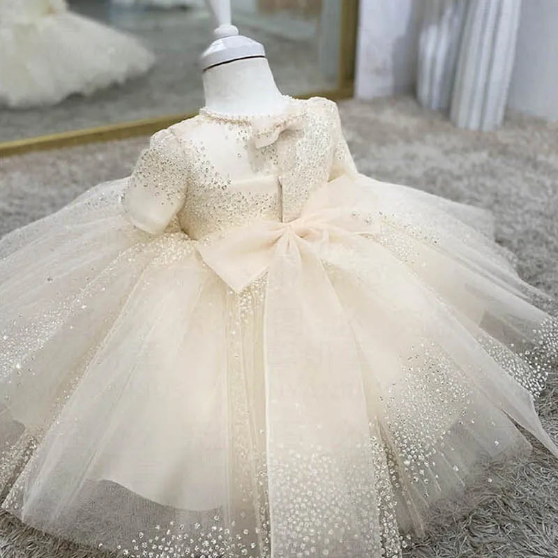 Party Dresses For Girl Flower Princess First Birthday Baby Girls Dress Baptism White Wedding Kids Dresses For Girl Toddler Gowns