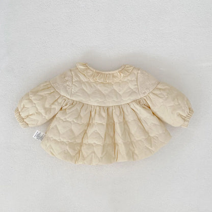 Girls' cotton coat, winter clothing, new western-style baby flower bud pleated cotton coat, children's thick warm cotton clothin