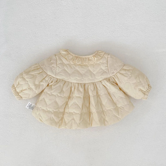 Girls' cotton coat, winter clothing, new western-style baby flower bud pleated cotton coat, children's thick warm cotton clothin