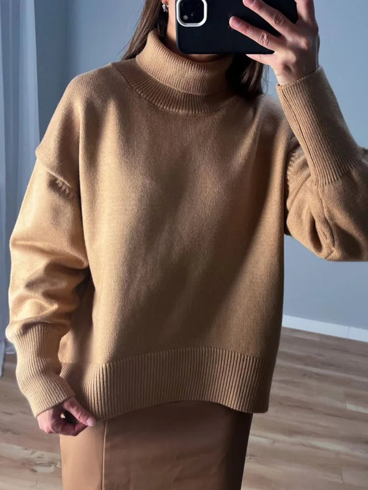 Winter Clothes Brown Sweaters Women Oversize Turtleneck Warm Pullovers Thick Sweaters For Women Oversized Sweater White Jumpers