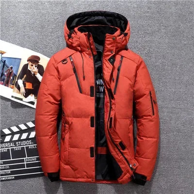 -20 Degree Winter Down Coat Men White Duck Down Parkas Jacket Mens Thick Warm Snow Parka Jacket Overcoat Windbreaker Warm Parkas
