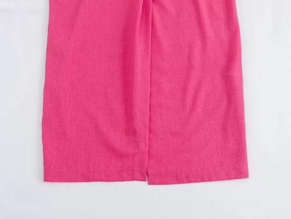 Summer Dress For Women 2024 Solid Waist Hollow Out O-Neck Sleeveless Slit Long Dresses Wild Casual Beach Woman Even Dress