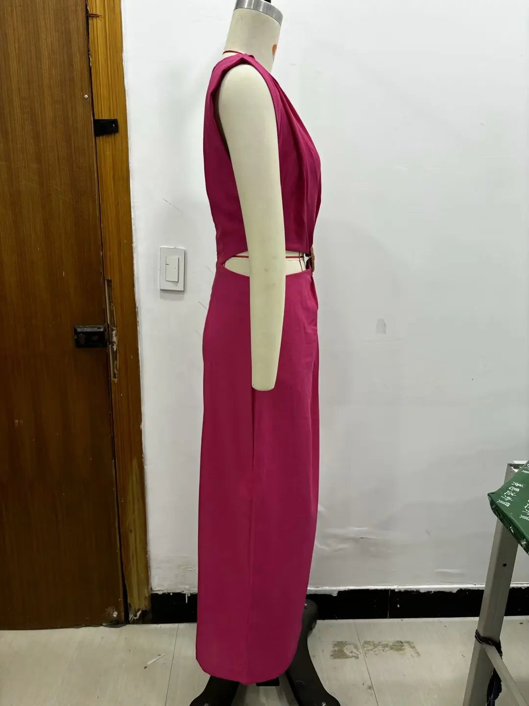 Summer Dress For Women 2024 Solid Waist Hollow Out O-Neck Sleeveless Slit Long Dresses Wild Casual Beach Woman Even Dress