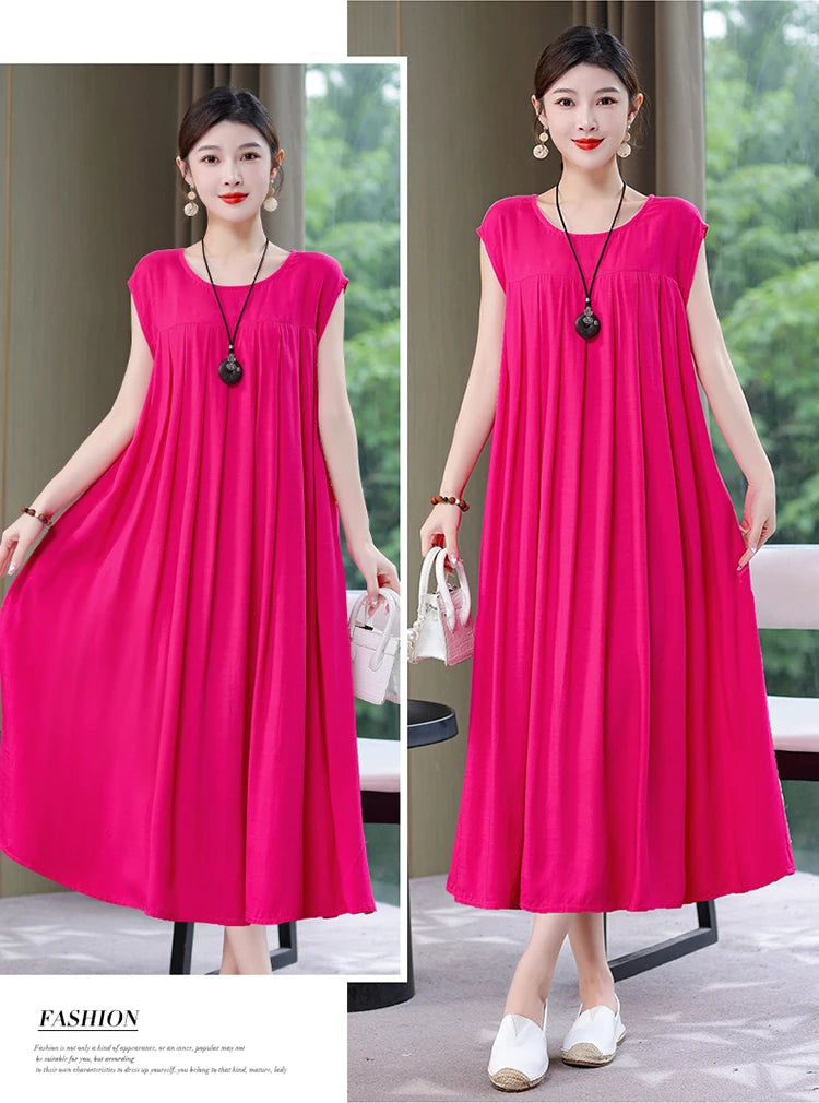 New Fashion Summer Dress For Women Sundress 2025 Casual short sleeve dress Print Female O-Neck Robe Oversize Bohemian dresses