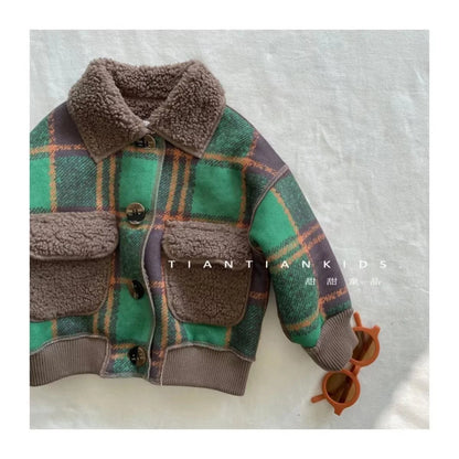 Autumn Winter Kids Boy's Clothes Baby Outfits Lamb Wool Cardigan Jacket Outerwear For Boys Baby Clothing Jackets Coats