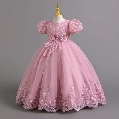 Party Dresses For Girls Flower Dress White Bridesmaid Wedding Pageant First Communion Clothes Birthday Party Piano Perform Gown