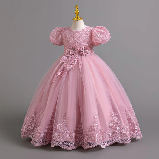 Party Dresses For Girls Flower Dress White Bridesmaid Wedding Pageant First Communion Clothes Birthday Party Piano Perform Gown