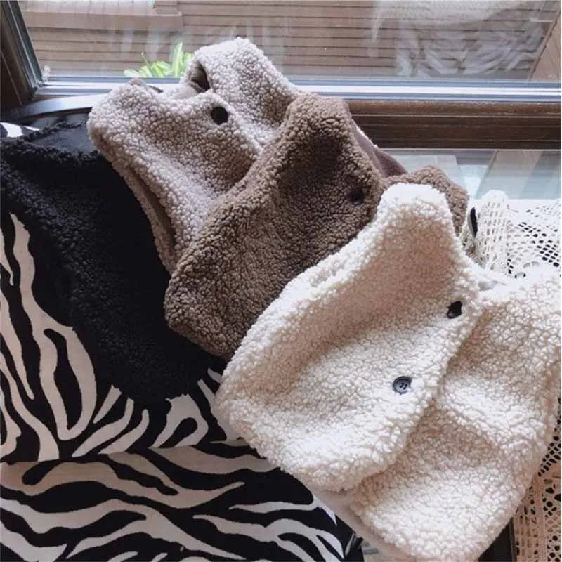 2025 New Winter Thickened Lamb Fur Vest Children's Warm Waistcoat Autumn 2-6 Years Girl's Thermal Coat New Boys Solid Clothes