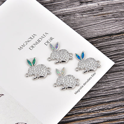 Copper New Handmade DIY Clothing Sccessories Ornament Accessories Rabbit Connector Natural Opal Zircon Bracelet For Women