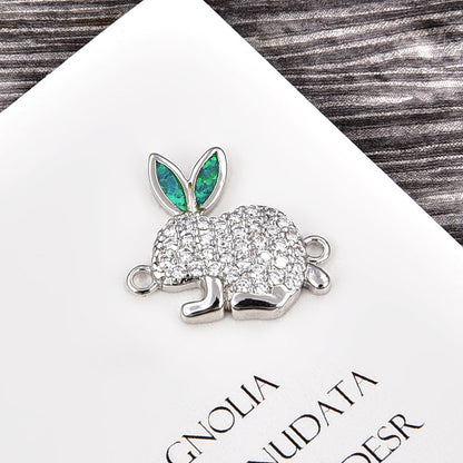Copper New Handmade DIY Clothing Sccessories Ornament Accessories Rabbit Connector Natural Opal Zircon Bracelet For Women