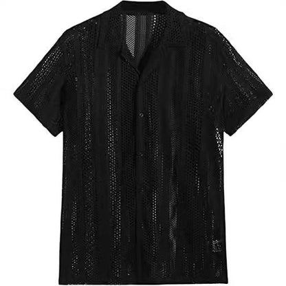 Button Knitted Short-sleeved Shirt Men's Shirt