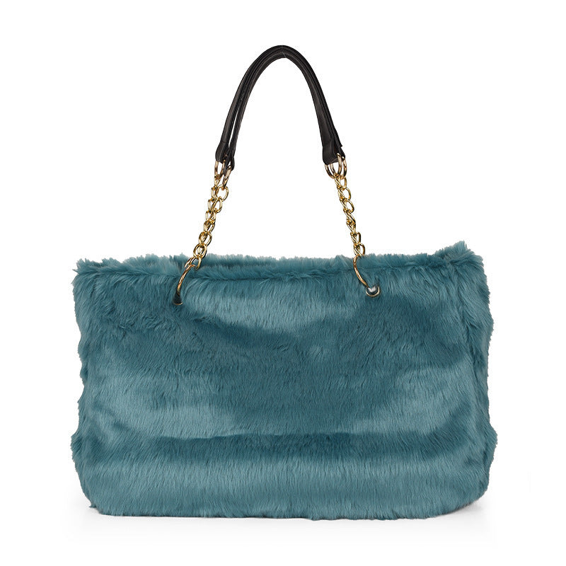New Large Capacity Plush Women's Bag Simple Fashion European And American Style Trendy Women's Shoulder Handbag