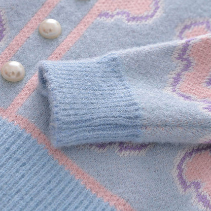 Girls' Preppy Style Suit Printed Sweater