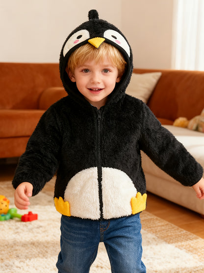 [Soft Warm Winter Coat] Boys' & Girls' Fleece Jacket - Soft Warm Winter Coat with Hood, Zipper Closure, Plush Bear Face & Paw Print Design, Soft Light -Friendly Fabric for Boys & Girls, Winter Clothes For Boys, Winter Clothes