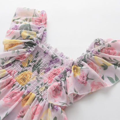 Girls Fly Sleeve Floral Dress Summer