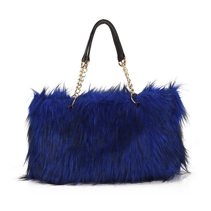 New Large Capacity Plush Women's Bag Simple Fashion European And American Style Trendy Women's Shoulder Handbag