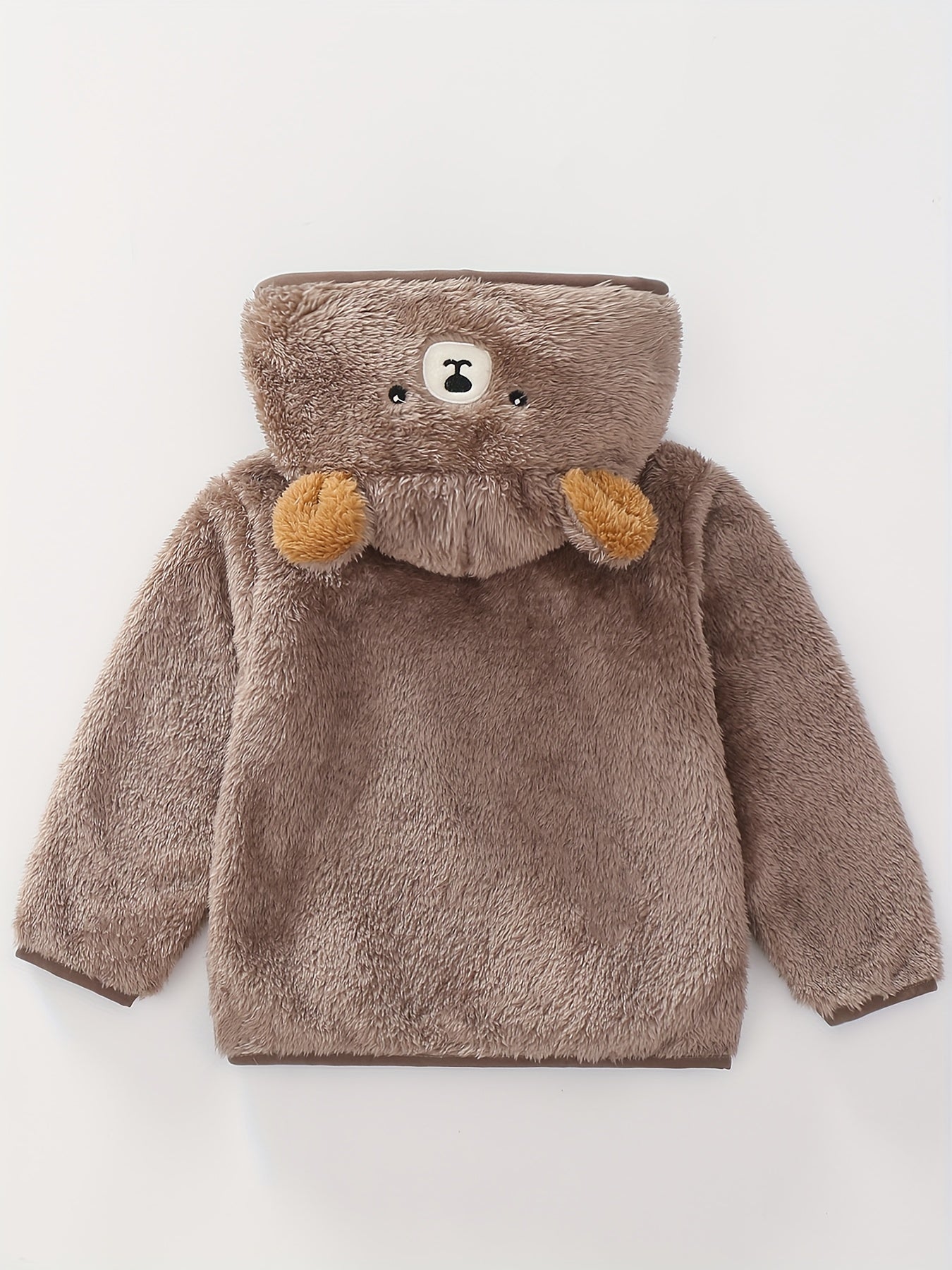 [Soft Warm Winter Coat] Boys' & Girls' Fleece Jacket - Soft Warm Winter Coat with Hood, Zipper Closure, Plush Bear Face & Paw Print Design, Soft Light -Friendly Fabric for Boys & Girls, Winter Clothes For Boys, Winter Clothes