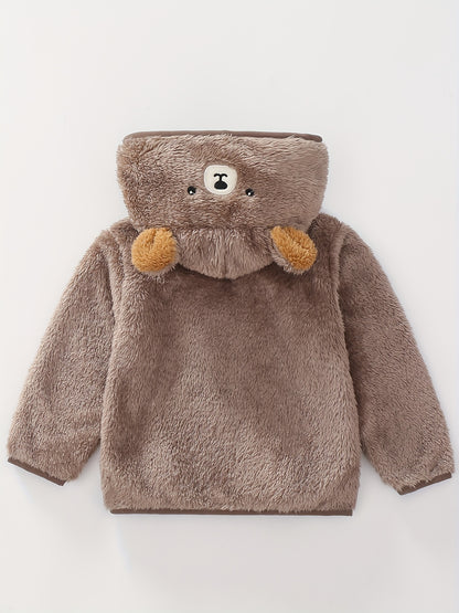 [Soft Warm Winter Coat] Boys' & Girls' Fleece Jacket - Soft Warm Winter Coat with Hood, Zipper Closure, Plush Bear Face & Paw Print Design, Soft Light -Friendly Fabric for Boys & Girls, Winter Clothes For Boys, Winter Clothes