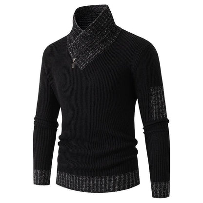 Independent Station Casual Slim Knit Pullover Long-sleeved Scarf Collar Sweater Men's