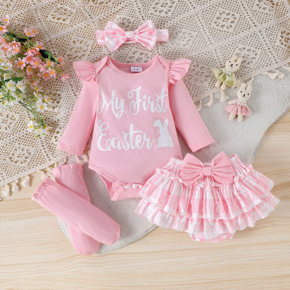 Letter Printing Long-sleeve Jumpsuit Harem Pants Suit Cute