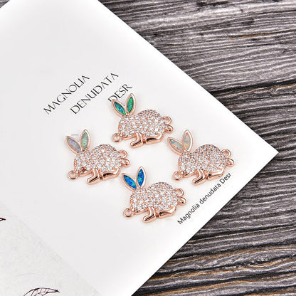 Copper New Handmade DIY Clothing Sccessories Ornament Accessories Rabbit Connector Natural Opal Zircon Bracelet For Women