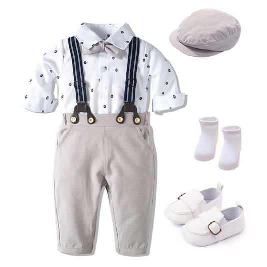 Boys Baby Suit Romper Short-sleeved Jumpsuit Overalls
